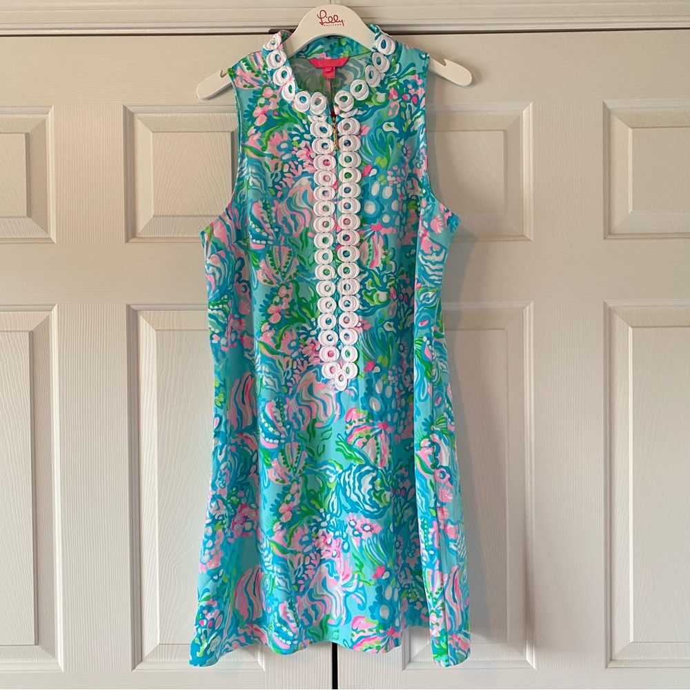 NWT Lilly Pulitzer Jane Shift in Aqua La Vista, 14